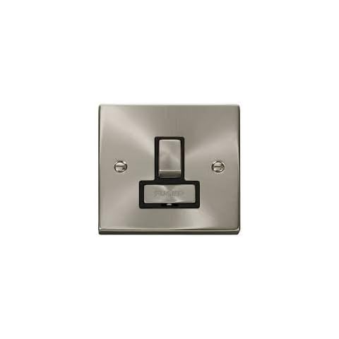 Click Deco VPSC751BK Satin Chrome 13A Switched Fused Spur No flex outlet Black Insert … Cover