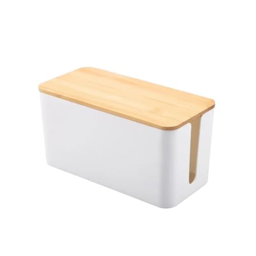 Boîte de gestion câbles en bois lot de 2 blancs pour ranger multiprises