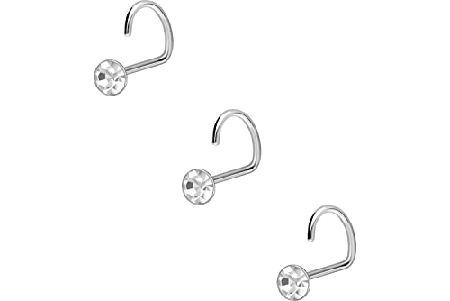 PIERCINGLINE 3er SET 925er STERLING SILBER Nasenpiercing KRISTALL Piercing Nase Stecker