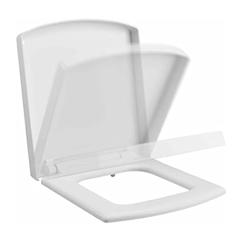 Luxury Square Toilet Seat White Soft Close Bathroom Top Fix Quick Release Hinge Cover