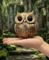 Image of Evil Eye 4 Inch Owl Statue for Good Luck l Feng Shui & Vastu II Evil Eye II Showpiece for Home Decor (Gold, 4 inch)