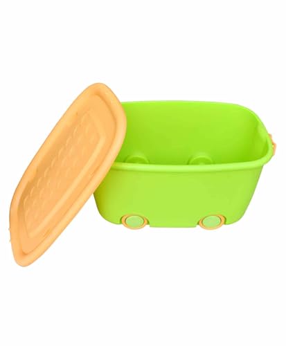 PARASNATH Polypropylene Rolling Storage Container Box (Greenyellow Colour)- 25 Litre Large With Wheels Size (50X33X26 Cm) Launch offer Actual Price 1499, Rectangular