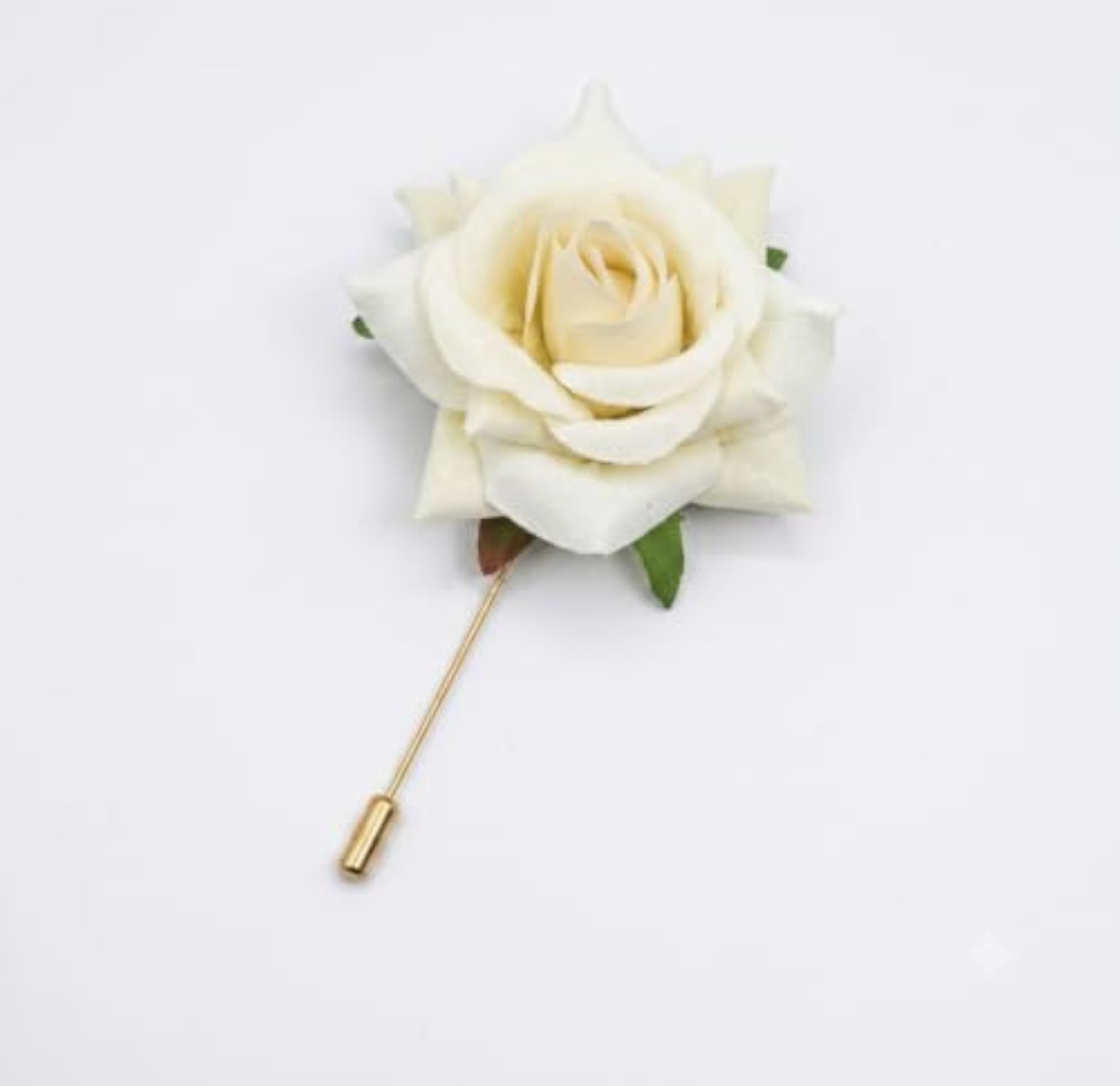 Handmade Fabric Rose Lapel Pin, Off White