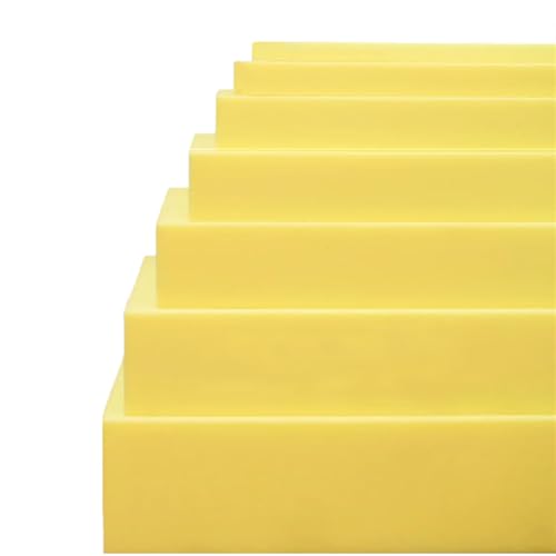 Yuly Gommapiuma per Imbottitura Alta Densità 35, Misura Personalizzabile, Gomma Piuma per Divani Ideale Anche per Cuscini Poltrona e Divano Letto, Taglio Facile (Giallo,Spessore-3cm-60x60cm)