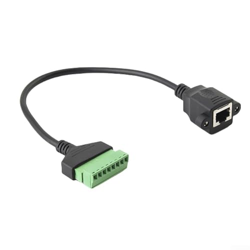 Pumixiy RJ45 Vrouwelijk Eindblok met 30cm Koperen Netwerk Kabel Connector, Schroef Vast Geen Solderen Ethernet Extension voor CCTV DVR en 8 Pin Apparaten