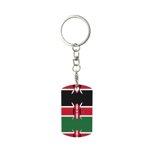 UVBDF Porte-clés imprimé drapeau du Kenya pour porte-clés compact pour porte-clés, porte-clés pour porte-clés de voiture, blanc, taille unique