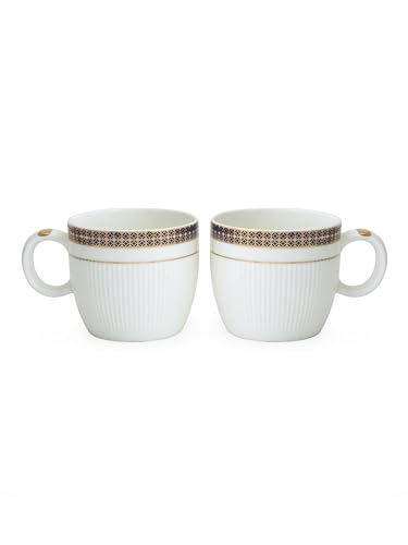 Image of Clay Craft Fine Ceramic Barrel Gold Printed Coffee /Tea Cups Set of 6-200 ml Each