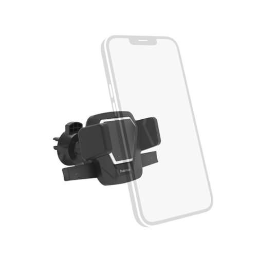Hama Support Téléphone Voiture Easy Snap (pour Smartphones Largeur de 5.5 à 8.5 cm, Fixation Clip Grille aération, pivotable 360°) Noir