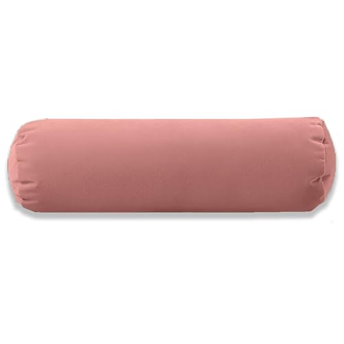Kosiproducts Round Bolster Cushion Plush Velvet Pillow for Yoga Neck Relaxing Virgin Hollow Fibre Roll [60cmx20cm, English Rose]
