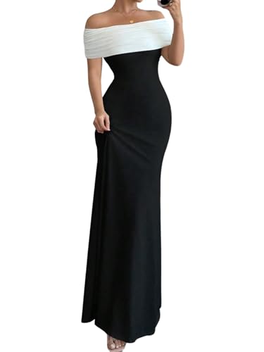 SweatyRocks Damen Off-Shoulder Maxikleid...