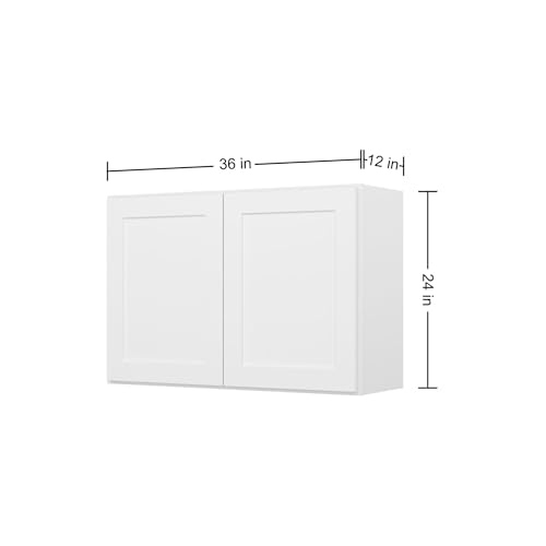 Image of Furinno Shaker Wall Kitchen Cabinet 2-Doors, Ready to Assemble, 12 D x 36 W x 24 H, White
