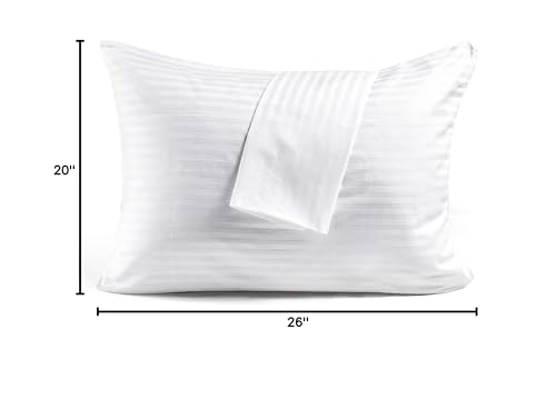 FAUNNA 600TC 100% Cotton Pillow Protectors, Standard Size (20x26), 4 Pack, Oeko-TEX Certified, Hotel Grade Pillow Cover with Silent Zipper, Zip Up Pillow Cases, White - Image 3