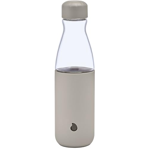 S'well Glass Original Water Bottle, 18oz, Lunar Grey, Borosilicate Glass Bottle With Protective Silicone Sleeve, Zero Plastic, Leakproof, BPA Free