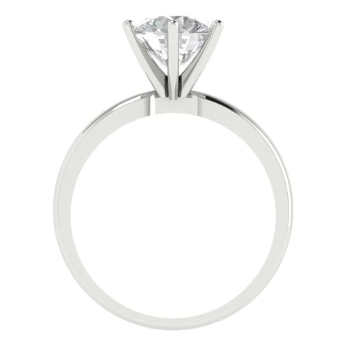 2 Ct Brilliant Round Cut Clear Simulated Diamond 14K White Gold Solitaire Engagement Promise Bridal Anniversary Ring4