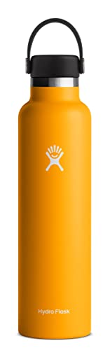 HYDRO FLASK - Water Bottle 709 ml (24 oz) - Vacuum Insulated Stainless Steel Water Bottle with Leak Proof Flex Cap and Powder Coat - BPA-Free - Standard Mouth - Starfish