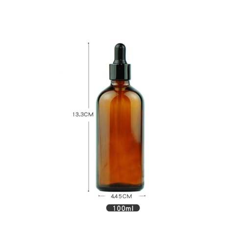 2 Pcs 100ml Glass Dropper Bottles Empty Amber Glass Bottle Vial Container with Glass Dropper for Essential Oil Formulas Cosmetics Perfumes & Other Liquids