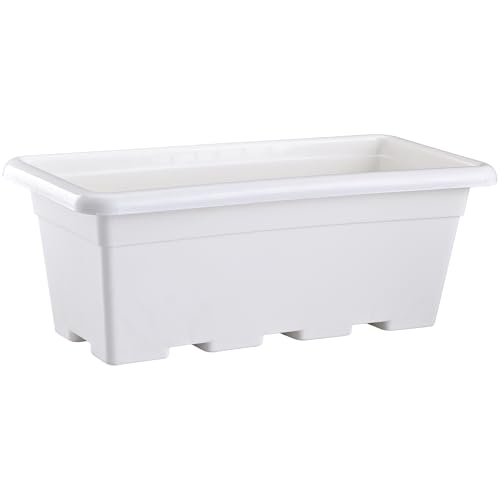Image of Kuber Industries 17 Inches Window Planters | Flower Pots for Balcony, Home Decoration and Gardening Area | Floor Jupiter Gamla Container Plants Pot for Indoor & Outdoor - (White)