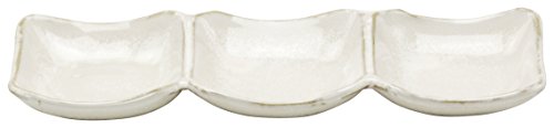 美濃焼 三つ 小分け皿 仕切り プレート 皿 白釉 直径約25×奥行8.5cm 電子レンジ対応 食洗機対応 日本製 471-36-41e