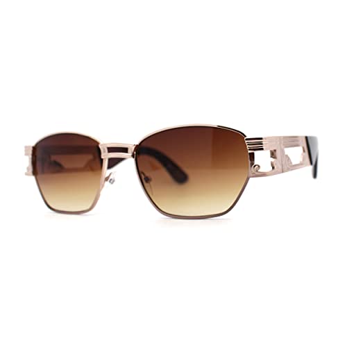SA106 Mens Luxury Art Deco Metal Engraving Rectangle Sunglasses