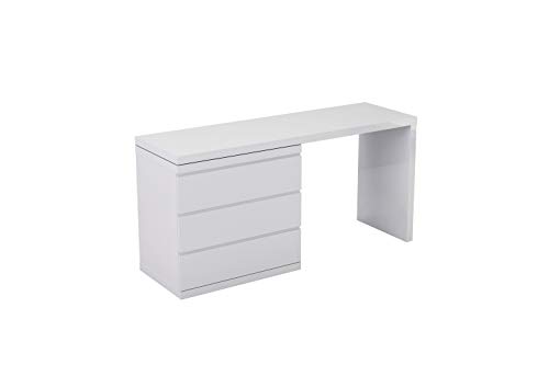 Whiteline Contemporary Modern Anna/Eddy High Gloss Extension Dresser, Single/Double, White