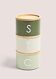 Green Metal Tea Coffee & Sugar Stackable Canisters With Air Tight Wooden Lid Kitchen Storage Canisters Set (Green)