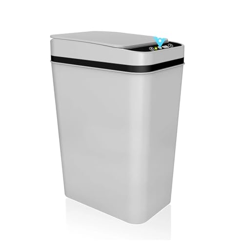 Contenedor inteligente para baño y dormitorio papelera automática gris 12L