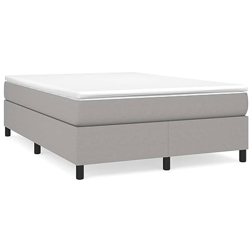 Yisssmeng Lit à sommier tapissier 140 x 200 cm - Gris clair - Housse en tissu à ressorts individuels - Lit double complet avec matelas et surmatelas - Design moderne...