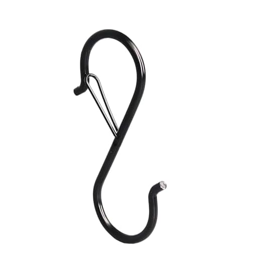 5Pcs Black S Hooks with Safety Buckle, Metal Utility Hooks for Hanging Mugs, Coffee Cups and Kitchenware(Size - Small)