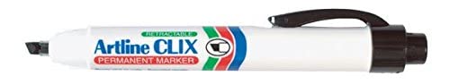 Artline Clix Permanent Marker ek-93 Black Retractable Chisel Tip 4.0 mm (12 UNID.)