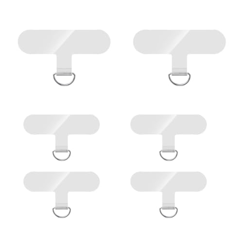 ralhaywi Phone Tether Tap without Adhesive，Universal 6 Pieces Cell Phone Lanyard Patches，Mobile Phone Strap Lanyard Replacement Part for All Smartphone Case(Clear)