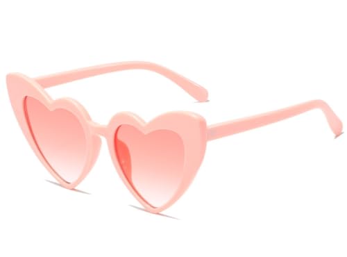 LWBTOSEE Retro Peach Heart Sunglasses for Women Men, Pink Sunglasses, UV Protection, 53mm Lens, 1Pcs