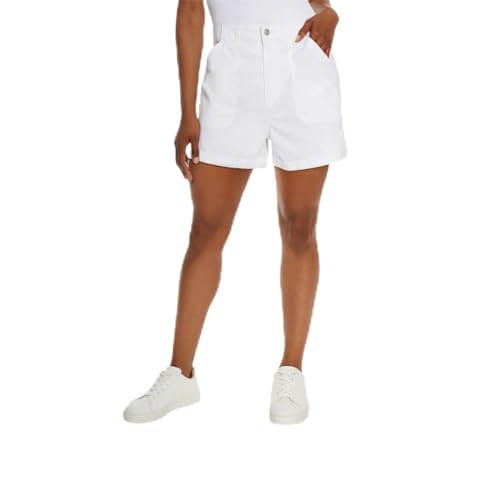 Gloria Vanderbilt Women Hiking Cargo Shorts with Pockets, High Rise Cotton Shorts for Women, Golf Casual Summer Shorts - White Large