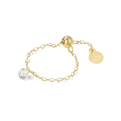 Crystal Chain 925 Sterling Silver Promise Engagement Ring for Women Girls Adjustable Cute Diamond Charms Drop Statement Expandable Finger Rings Comfort Fit Fashion Wedding Party Jewelry