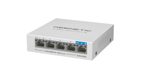 Keenetic PoE+ Switch 5 (KN-4610) Switch 5 porte Gigabit con 4 porte PoE+ e 60W di potenza erogabile