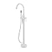 Westbrass DF02043-60 Floor Mount Freestanding Bathtub Filler Faucet with Handheld Shower, Matte White