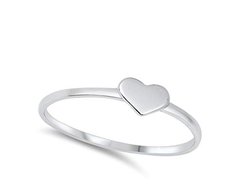 Polished Simple Flat Promise Heart Love Ring New .925 Sterling Silver Band Sizes 4-102