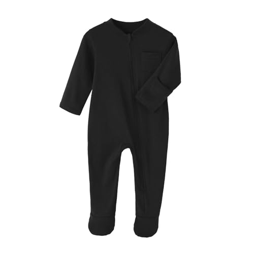 Image of Jomixa New Born Romper, Baby Bodysuit Jumpsuit, 100% Cotton Long Sleeve with Mitten Cuff and Footies for 0-12 Months