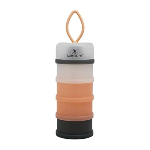 BariatricPal 4 Compartment Detachable, Stackable, and Portion Controlled Food & Powder Storage Containers (Pink-Gray)