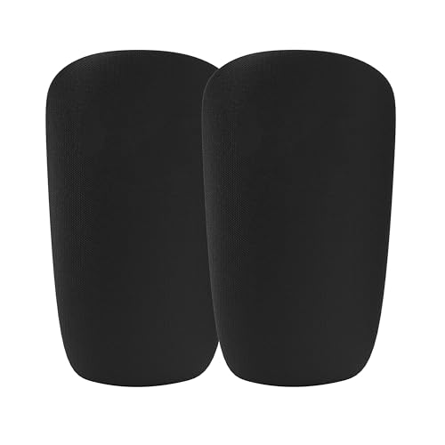 JDP Espinilleras ajustables individualmente, espinilleras de fútbol para hombre, mini espinilleras de 15 x 10 cm, espinilleras infantiles, pequeñas espinilleras, color negro