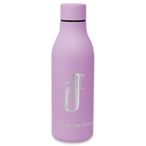 LaserGram Double Wall Stainless Steel Water Bottle, Tuba, Personalized Engraving Included (Purple)