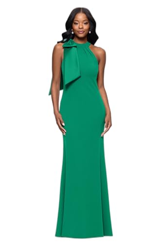 Image of Betsy & Adam Women's Floor-Length, Sleeveless, Bow Detail, with Fitted Silhouette
