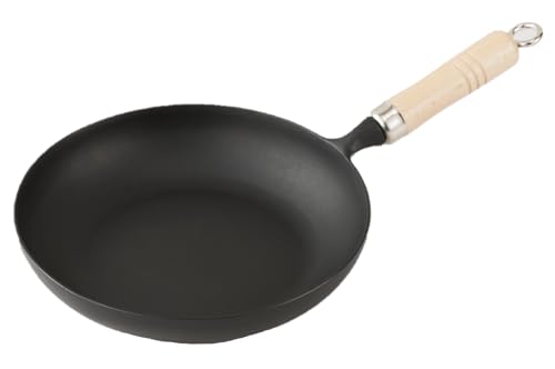 Iwachu Nambu Ironware 24006 Omelette Pan 24 (with Wooden Handle) Black Baked Inner Diameter 9.3 inches (23.5 cm), Induction Compatible, Frying Pan