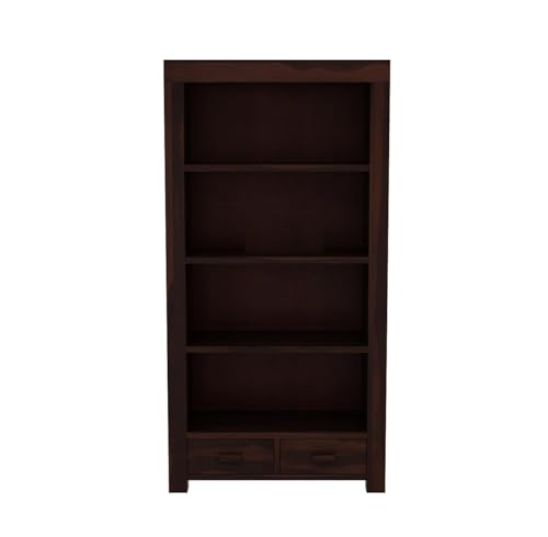 Image of Solid Wood Book Shelf with Racks Storage| Library Bookshelf | Wooden Book Cabinet Office & Home Living Room| Bookcases Furniture