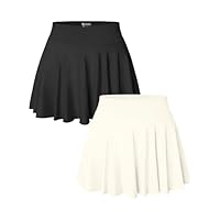 OQQ Femmes Jupes avec Short Intégré Pack de 2 Taille Haute avec Poche Élastique Été Sport Tennis Jupe Noir Beige