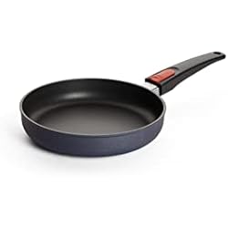Woll Diamond Lite - Sartén plana (para inducción, 22 cm de diámetro, 5 cm de alto, con mango extraíble, apta para todo tipo de fuegos, aluminio fundido, apta para horno, color antracita
