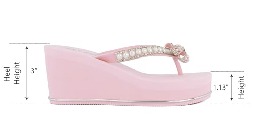 Image of Juicy Couture Women's Wedge Platform Flip Flops, Fashion Beach Sandals with Soft Footbed and Thong Style