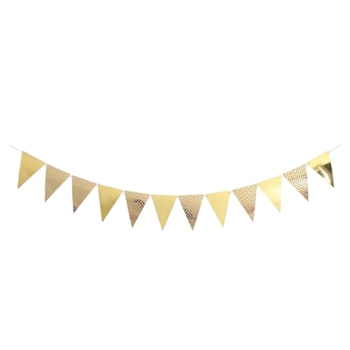Banderines De Fiesta 1 Juego de Banderas pancartas Tarjetas Papel for Fiesta cumpleaños, Triangulares(Gold)
