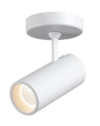 Opulux 12W LED Dimmable Ceiling Spotlight Indoor - Adjustable Surface Accent Lamp for Corridor, Living Room, Warm White 3000K, CRI 97 Anti-Glare Picture Artwork Spot Light, White Finish