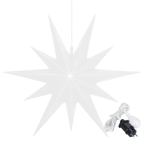 OVILUM Leuchtstern 2D XXL mit LED Beleuchtung | weiß | |Ø 100cm | Stern mit 11 Spitzen | wetterfest | Garten Deko, Wohnzimmer, Weihnachtsdeko | Weihnachtsstern | mit Timer | 7,5m Kabel