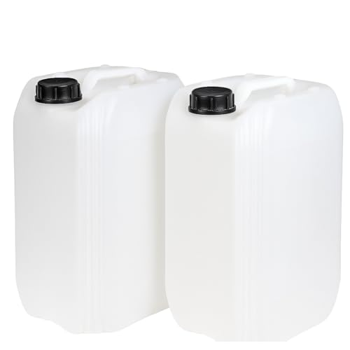 2 X 25L Water Container Heavy Duty Stackable Jerry Can with DIN 61 Cap | Camping Water Carrier | Plastic Water Storage Tank | Ideal for Outdoor Emergency and Industrial Use